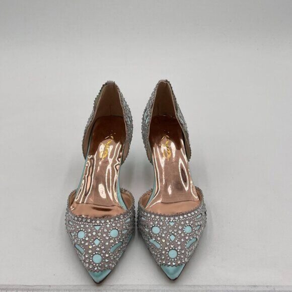 XYD Women's Pumps, Elegant Pointed Toe, D'Orsay Kitten Low Heels, Rhinestone Stu - Picture 2 of 7